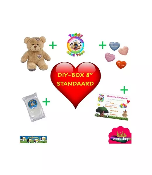 DIYBOX_8_inch_STANDAARD_Knuffel Maak Pakket_Make-Your-Teddy_KidsWorkshop