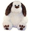 Witte pluchen hond met bruine oren en pootjes van Make-Your-Teddy