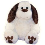 Witte pluchen hond met bruine oren en pootjes van Make-Your-Teddy