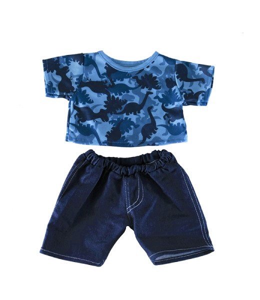 Blauw Dino Shirt met spijkerbroek_TED3056_Make-Your-Teddy_KidsWorkshop