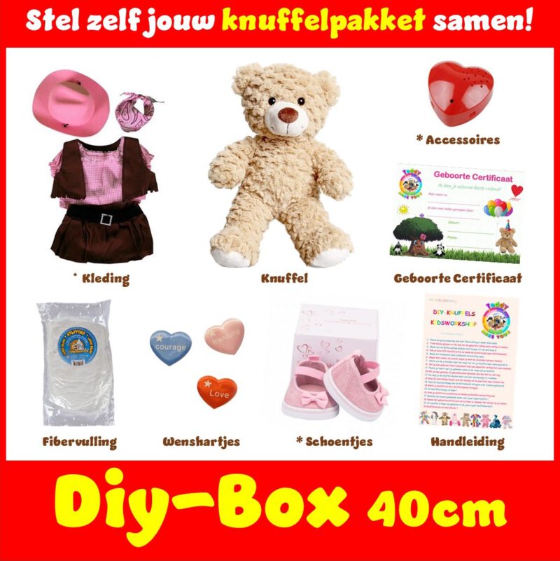 Diy-Box Knuffelpakket 40cm_Make-Your-Teddy_KidsWorkshop