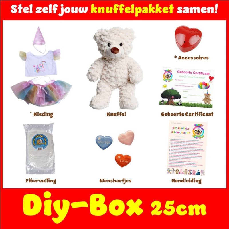 Diy-Box Knuffelpakket 25cm_Make-Your-Teddy_KidsWorkshop