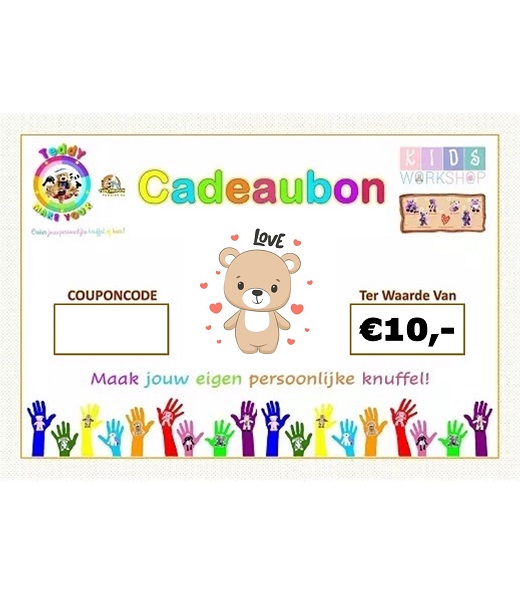 cadeaubon 10,00 Make-Your-Teddy KidsWorkshop
