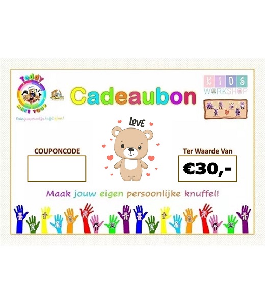 cadeaubon 30,00 Make-Your-Teddy KidsWorkshop