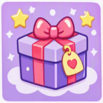 Knuffel cadeaus & geschenken – kindvriendelijk pictogram met cadeaupakket in pastelstijl