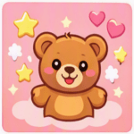 Knuffels 25cm – kindvriendelijk pictogram met kleine teddybeer in pastelstijl